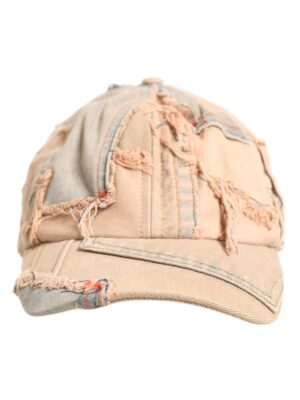 Dolce & Gabbana Beige Tattered Cotton 6 Panels Baseball Cap
