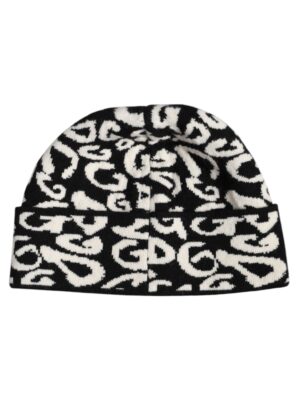 Dolce & Gabbana Black White Wool Knitted Winter Beanie Hat
