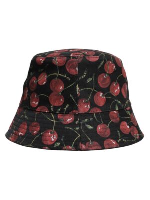 Dolce & Gabbana Black Cotton Printed Wide Brim Bucket Hat