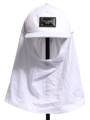 Dolce & Gabbana White Cotton DG Logo Plaque Baseball Balaclava Cap