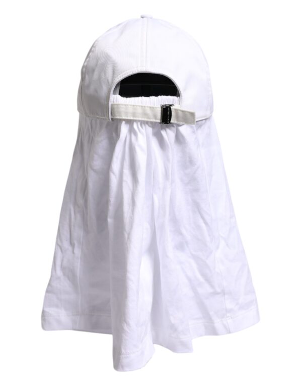 Dolce & Gabbana White Cotton DG Logo Plaque Baseball Balaclava Cap - Image 4