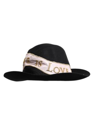 Dolce & Gabbana Black Logo Embroidered Women Wide Brim Hat