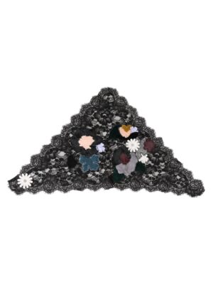 Dolce & Gabbana Black Lace Floral Applique Cotton Veil Hat