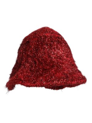 Dolce & Gabbana Red Viscose Tinsel Wide Brim Bucket Hat