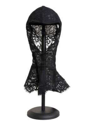 Dolce & Gabbana Black Floral Lace Whole Head Wrap Hat
