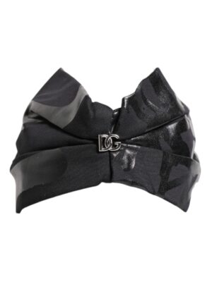Dolce & Gabbana Black Nylon Stretch DG Logo Head Band Hat
