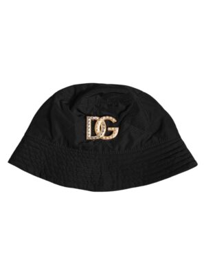 Dolce & Gabbana Black DG Crystal Polyester Wide Brim Bucket Hat