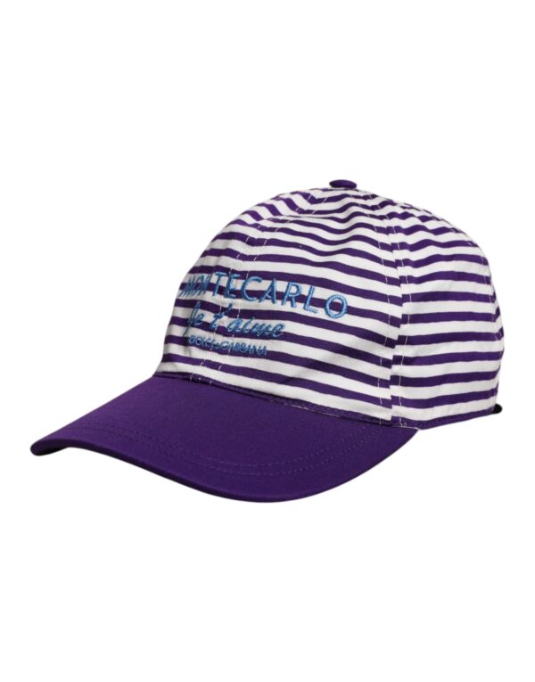 Dolce & Gabbana White Purple Stripe Cotton Women Baseball Cap - Image 3