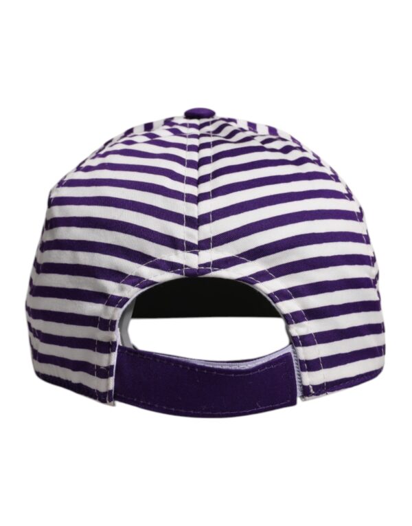 Dolce & Gabbana White Purple Stripe Cotton Women Baseball Cap - Image 4