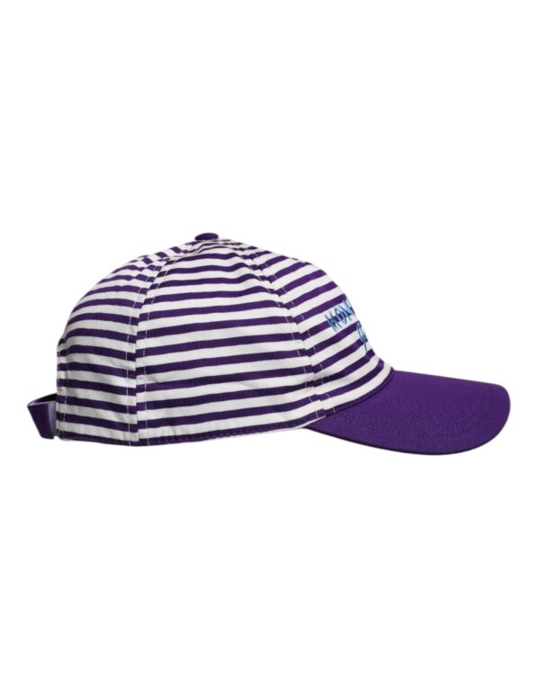 Dolce & Gabbana White Purple Stripe Cotton Women Baseball Cap - Image 5