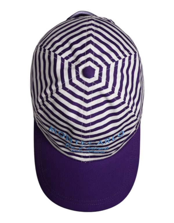 Dolce & Gabbana White Purple Stripe Cotton Women Baseball Cap - Image 6