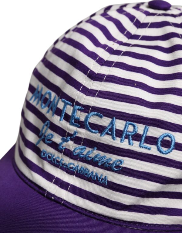 Dolce & Gabbana White Purple Stripe Cotton Women Baseball Cap - Image 7