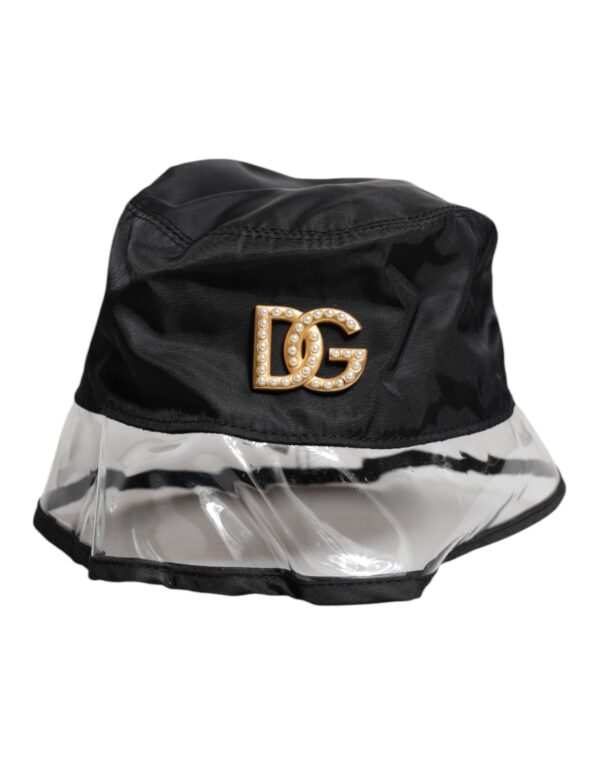 Dolce & Gabbana Black Nylon PVC DG Logo Bucket Hat - Image 2