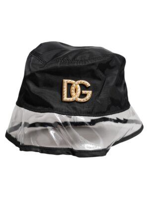 Dolce & Gabbana Black Nylon PVC DG Logo Bucket Hat