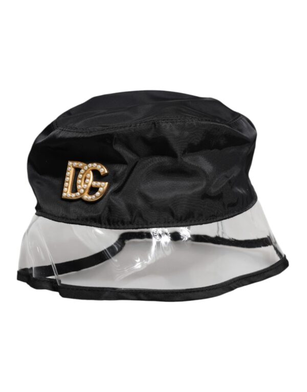 Dolce & Gabbana Black Nylon PVC DG Logo Bucket Hat - Image 3