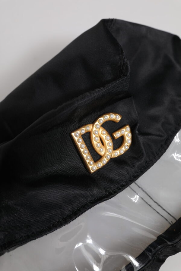 Dolce & Gabbana Black Nylon PVC DG Logo Bucket Hat - Image 5