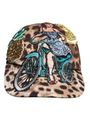 Dolce & Gabbana Brown Leopard Sequin Sicily Baseball Cap