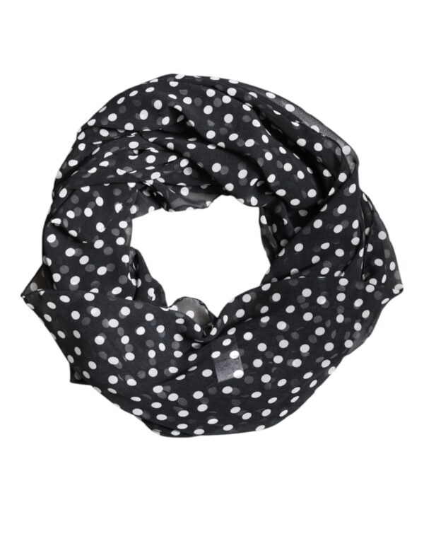 Dolce & Gabbana Black Polka Dots Polyester Wrap Shawl Scarf - Image 2