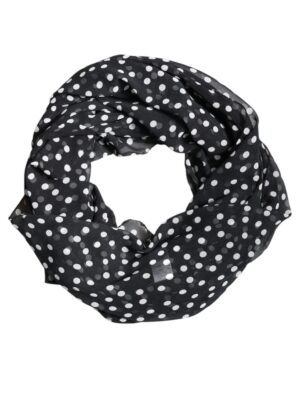 Dolce & Gabbana Black Polka Dots Polyester Wrap Shawl Scarf