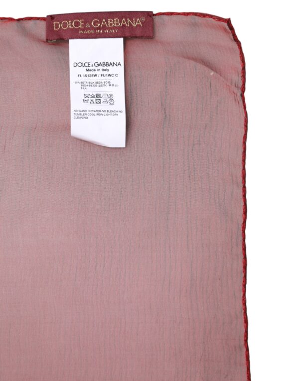 Dolce & Gabbana Red Silk Rectangle Women Wrap Shawl Scarf - Image 6