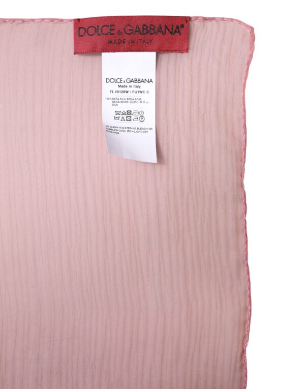 Dolce & Gabbana Pink Silk Rectangle Women Wrap Shawl Scarf - Image 4