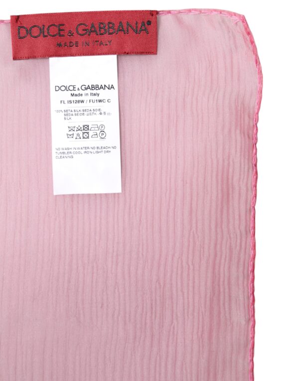 Dolce & Gabbana Pink Silk Rectangle Women Wrap Shawl Scarf - Image 5