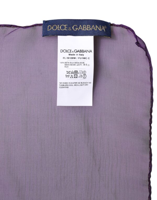 Dolce & Gabbana Purple Silk Rectangle Wrap Shawl Scarf - Image 5