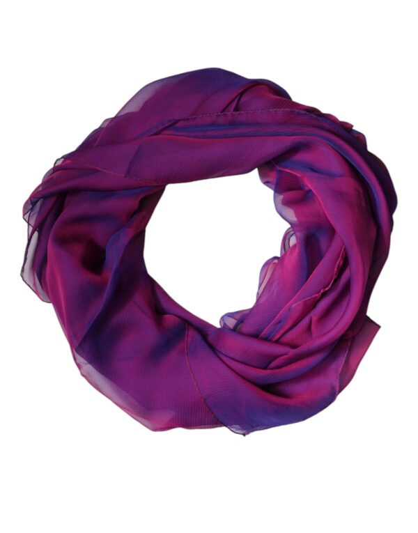 Dolce & Gabbana Purple Silk Rectangle Wrap Shawl Scarf - Image 2
