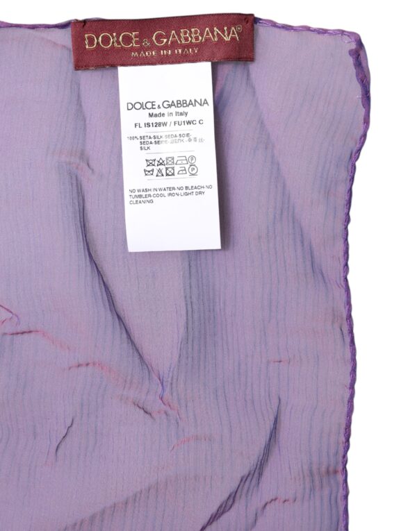Dolce & Gabbana Purple Silk Rectangle Wrap Shawl Scarf - Image 6