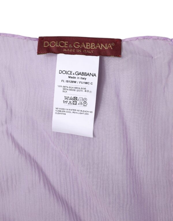 Dolce & Gabbana Purple Silk Rectangle Wrap Shawl Scarf - Image 6