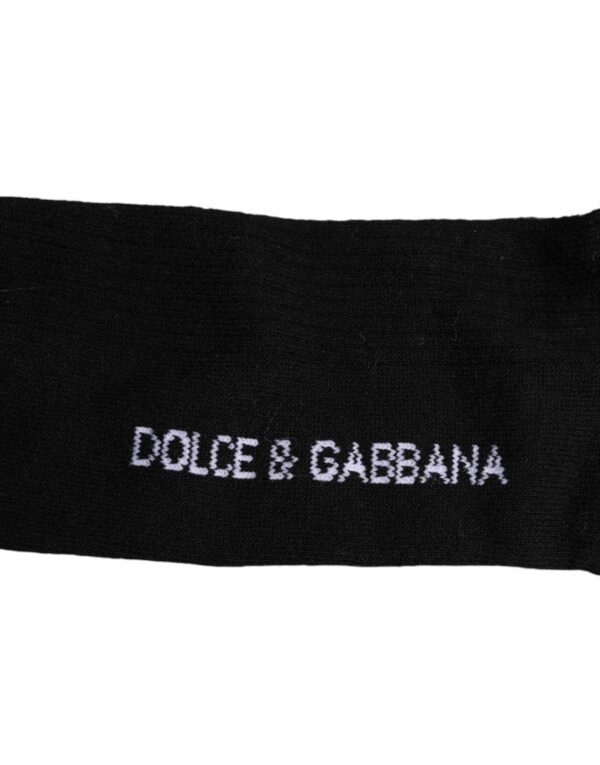 Dolce & Gabbana Black Cotton DG Logo Mid Calf Men Socks - Image 4