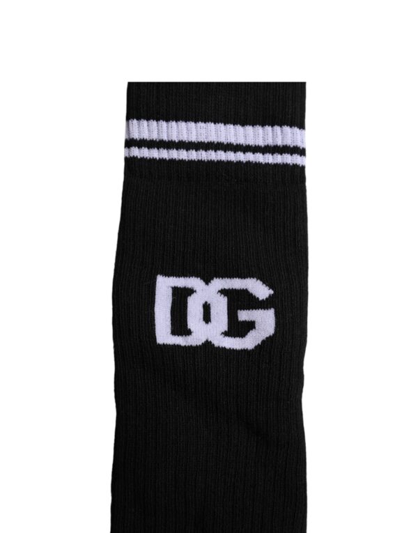 Dolce & Gabbana Black Cotton DG Logo Mid Calf Men Socks - Image 5
