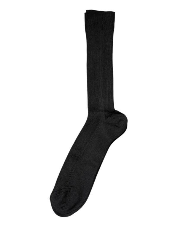 Dolce & Gabbana Black Cotton DG Logo Mid Calf Men Socks - Image 2