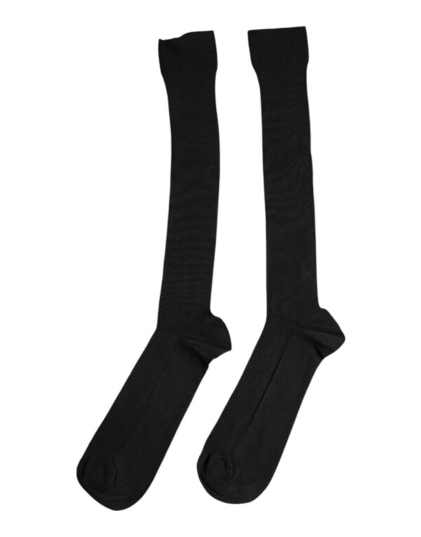 Dolce & Gabbana Black Viscose Logo Over The Calf Socks - Image 4