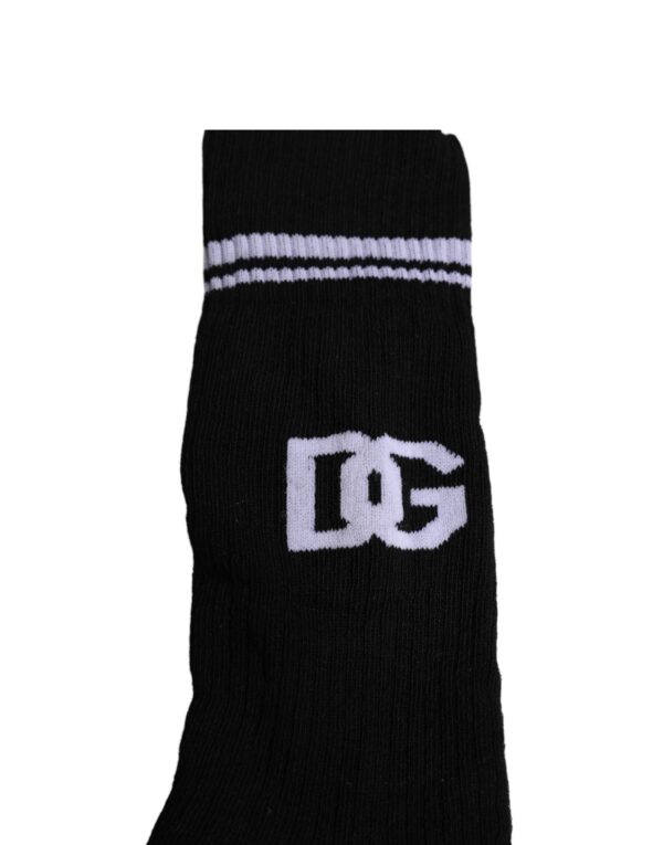 Dolce & Gabbana Black Cotton DG Logo Mid Calf Men Socks - Image 3