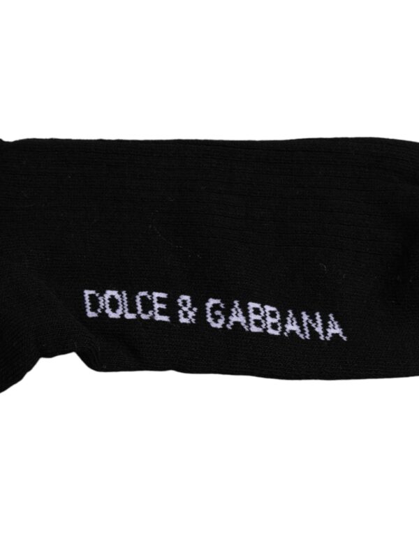 Dolce & Gabbana Black Cotton DG Logo Mid Calf Men Socks - Image 4