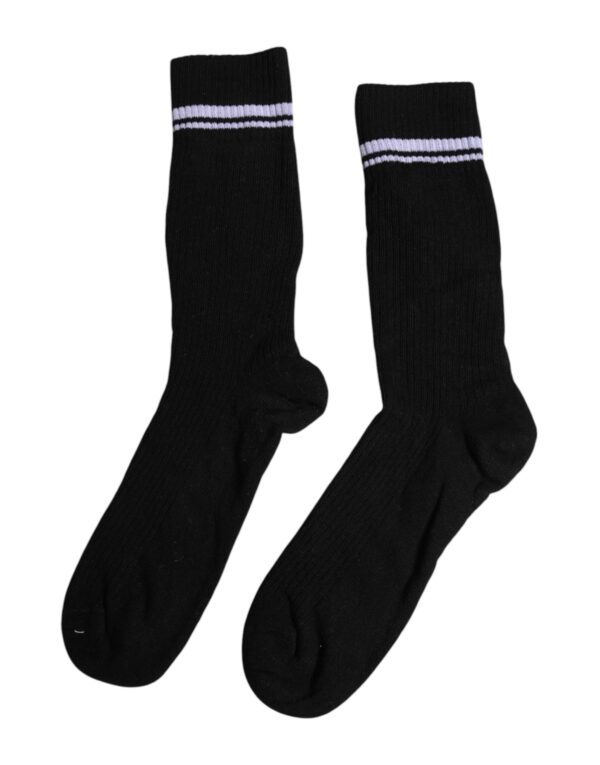 Dolce & Gabbana Black Cotton DG Logo Mid Calf Men Socks - Image 5
