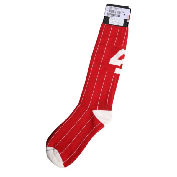 Dolce & Gabbana Red Printed Cotton Mid Calf Men Socks - Image 5