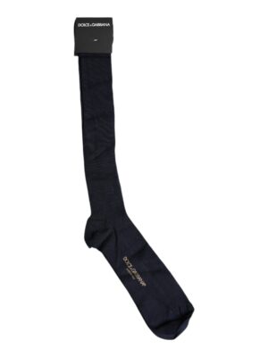 Dolce & Gabbana Black Viscose Logo Over The Calf Socks