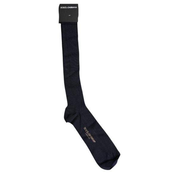 Dolce & Gabbana Black Viscose Logo Over The Calf Socks - Image 3