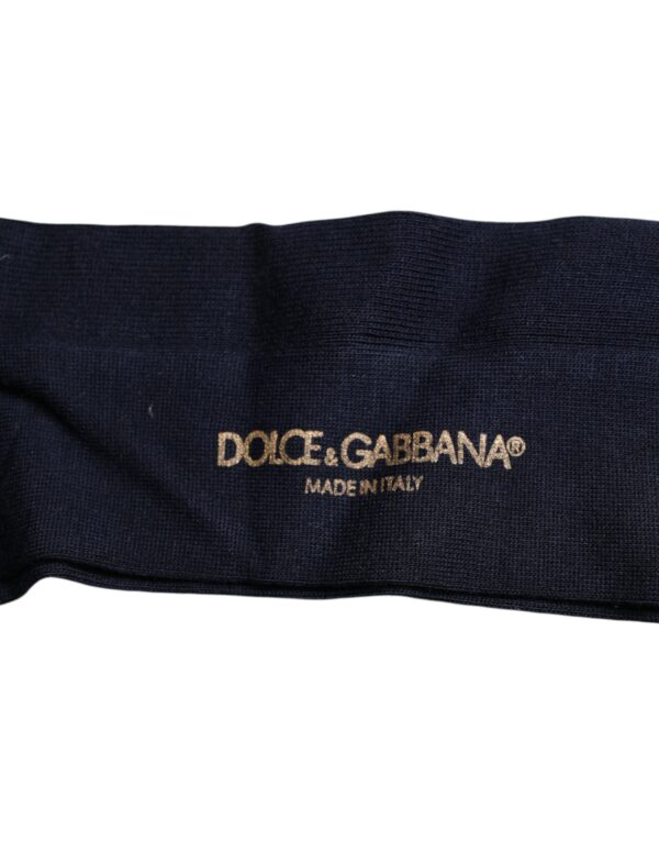 Dolce & Gabbana Black Viscose Logo Over The Calf Socks - Image 4