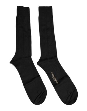Dolce & Gabbana Black Cotton DG Logo Mid Calf Men Socks