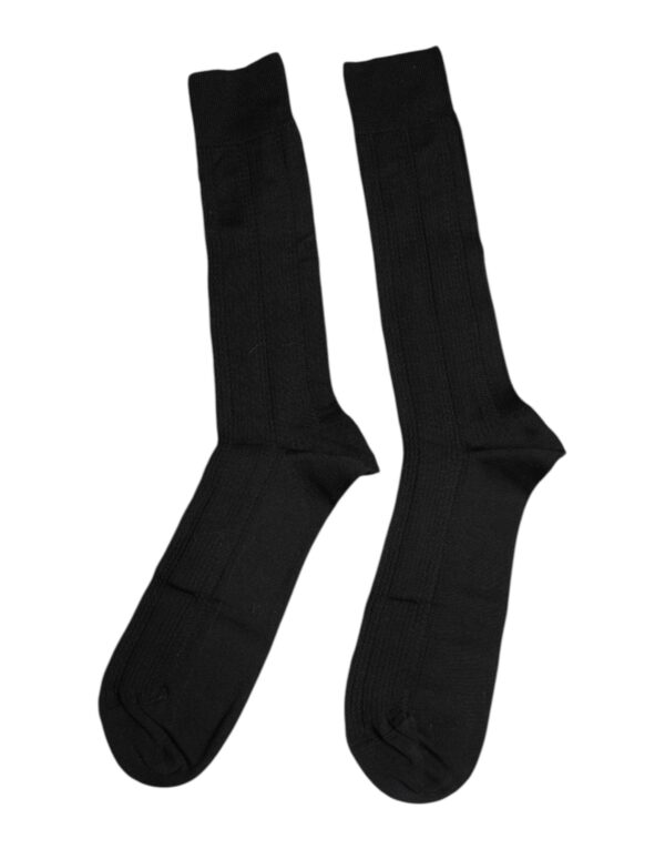 Dolce & Gabbana Black Cotton DG Logo Mid Calf Men Socks - Image 5