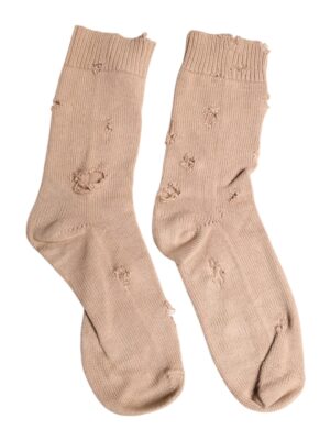 Dolce & Gabbana Beige Solid Stretch Mid Calf Men Socks