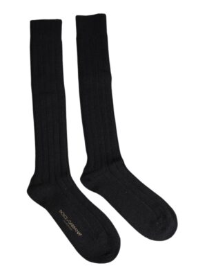 Dolce & Gabbana Black DG Logo Print Over The Calf Socks