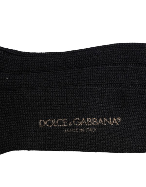 Dolce & Gabbana Black DG Logo Print Over The Calf Socks - Image 5