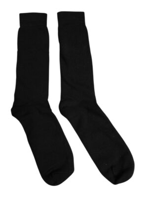 Dolce & Gabbana Black Solid Cotton Mid Calf Men Socks