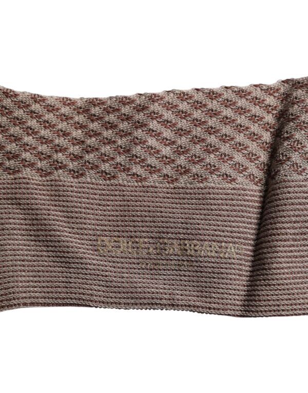 Dolce & Gabbana Brown Solid DG Logo Mid Calf Men Socks - Image 4