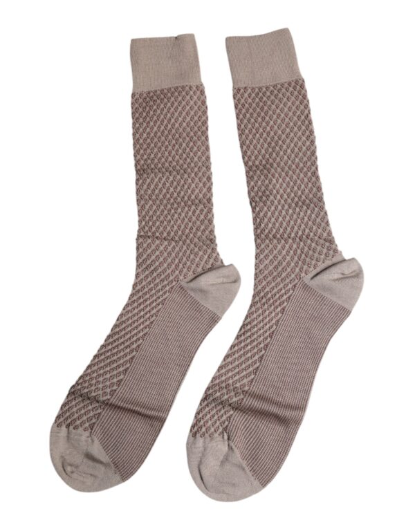 Dolce & Gabbana Brown Solid DG Logo Mid Calf Men Socks - Image 5
