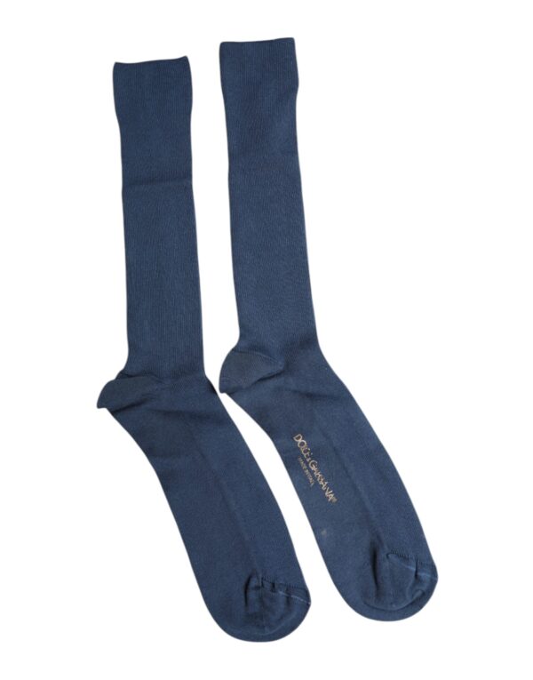 Dolce & Gabbana Blue Cotton DG Logo Over The Calf Socks - Image 2
